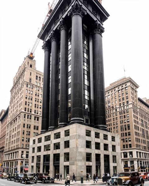 Rendu IA : La colonne du Chicago Tribune, Chicago